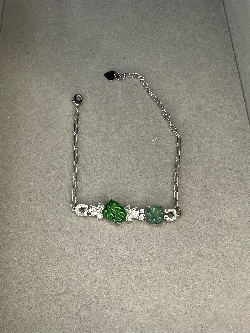 Elegant Natural A Ice Jadeite leaf, and flower Chain Bracelet